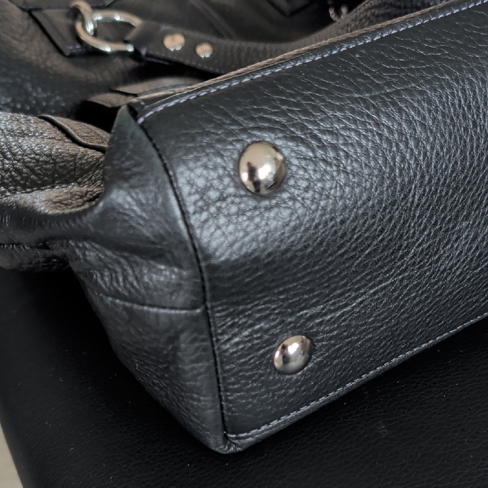 Coach "Penelope" (F19264) Black Pebbled Leather Tote with Turnlock Front Pocket - Picture 12 of 16